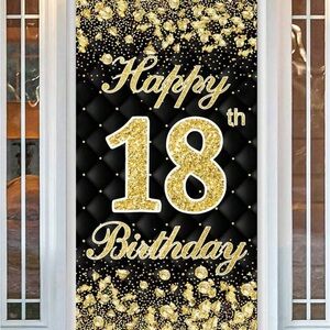 🖤💛 Elegant Gold and Black 18th Birthday Party Decorations